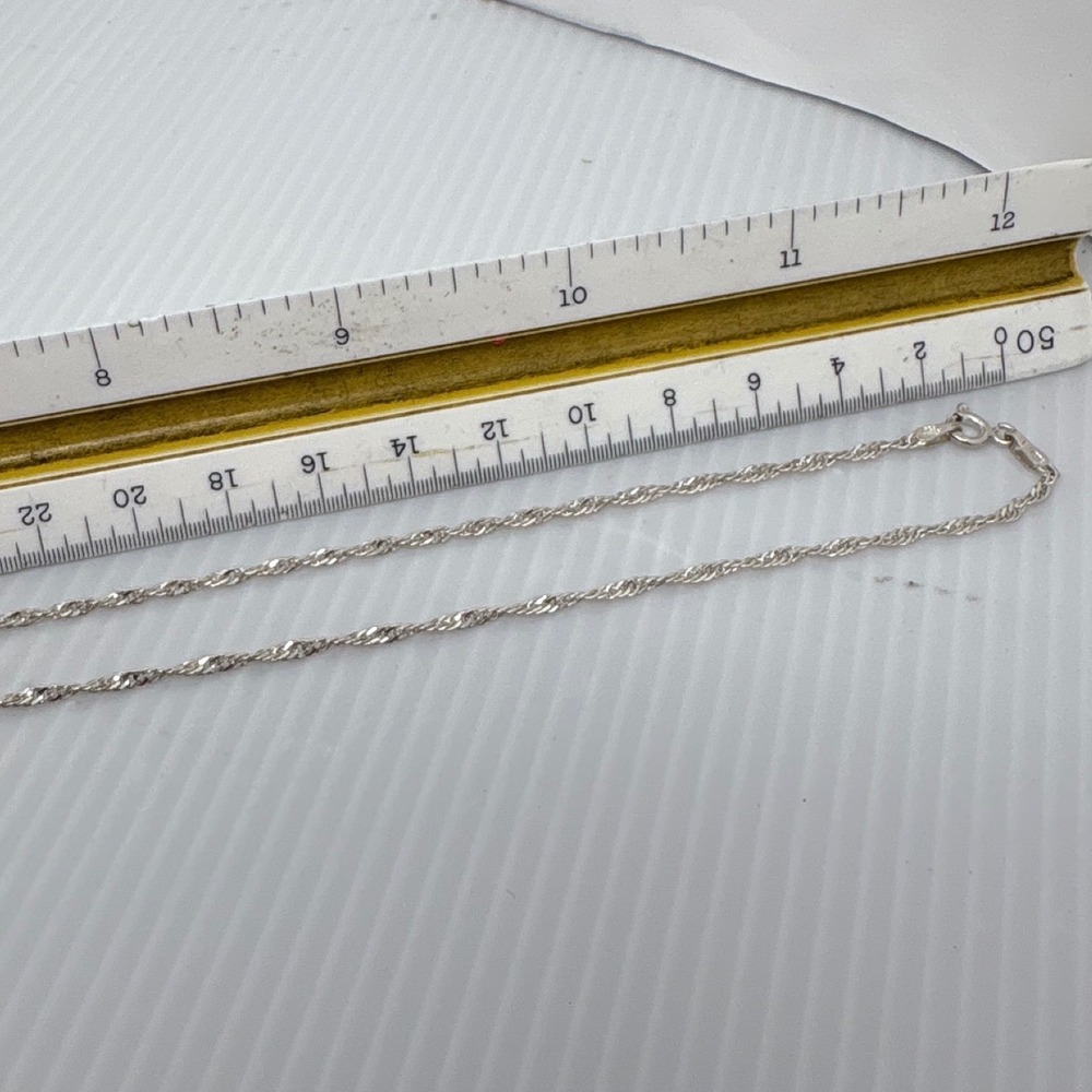 925 Sterling Silver Singapore Twisted Chain Necklace 22 Inch Made in Italy - Picture 6 of 12